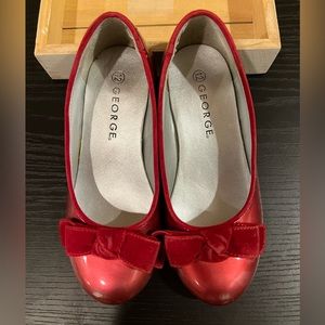 George Little Girls Red Faux Leather Pumps